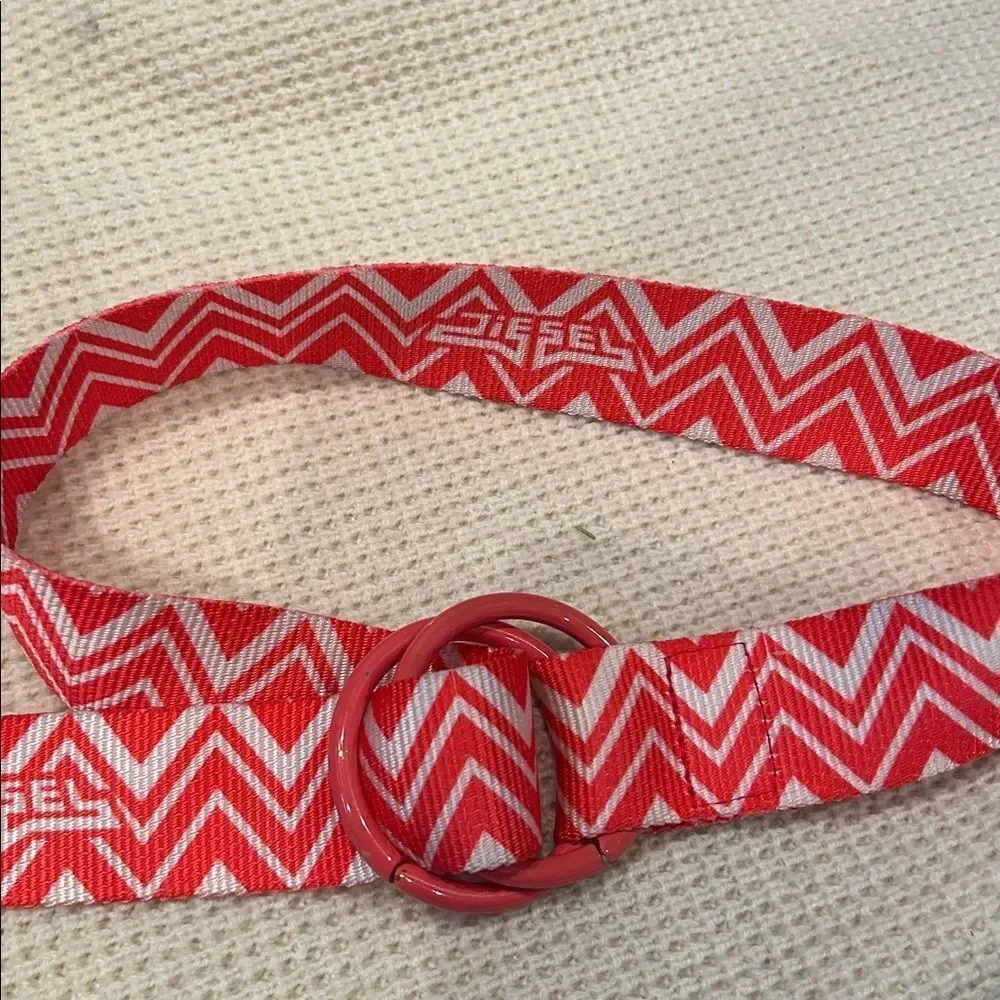 Diesel Chevron Patterned Belt - Pink coral